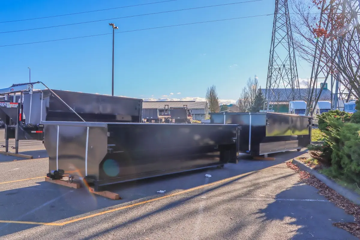 Roll-off dumpster ready for waste disposal at job site for Commercial Dumpster Rental in Bath